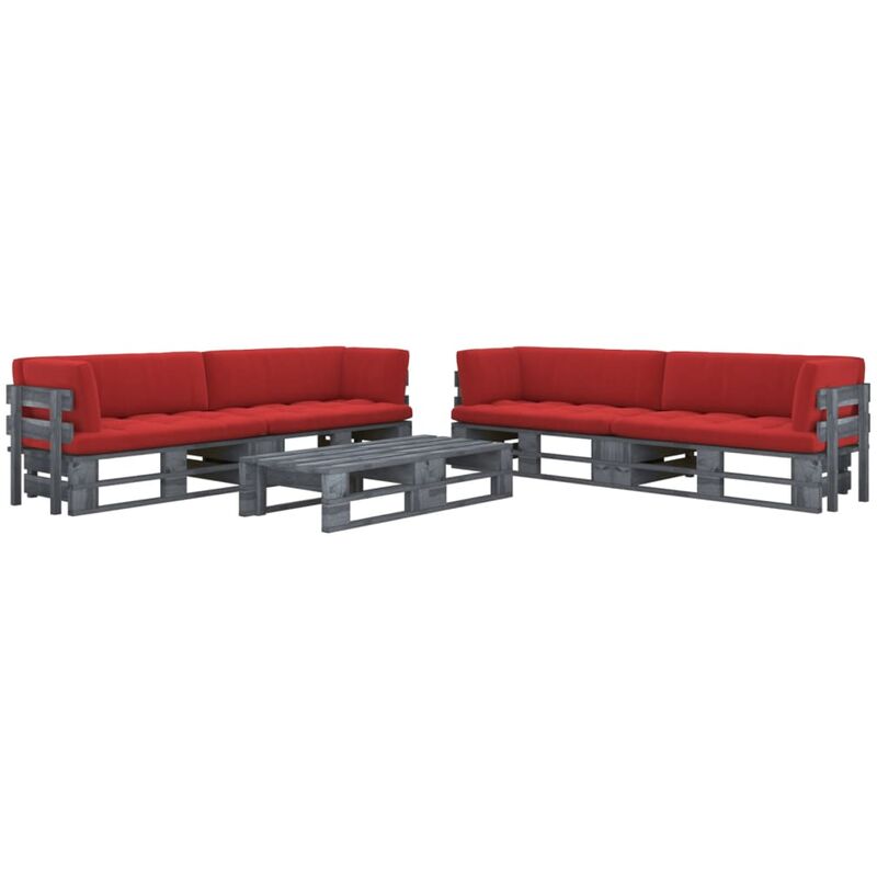 

Muebles de palets 6 pzas y cojines madera pino impregnada gris