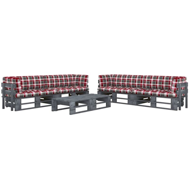 

Muebles de palets 6 pzas y cojines madera pino impregnada gris
