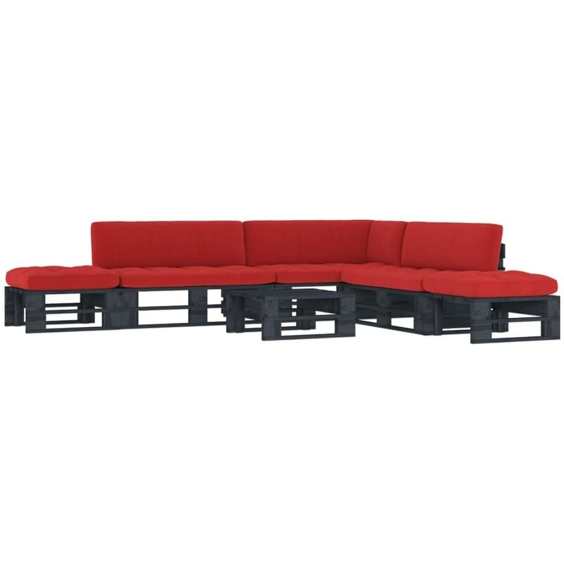 

Muebles de palets 6 pzas y cojines madera pino impregnada negro