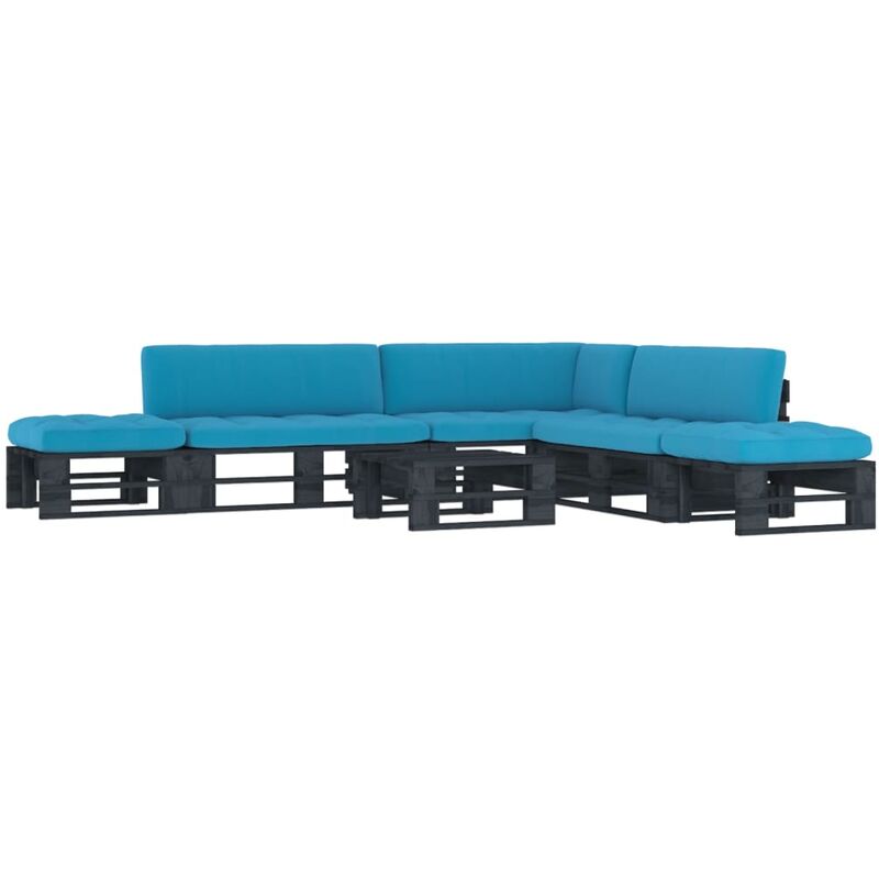 

Muebles de palets 6 pzas y cojines madera pino impregnada negro