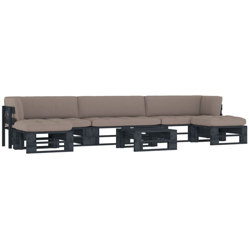 

Muebles de palets 6 pzas y cojines madera pino impregnada negro