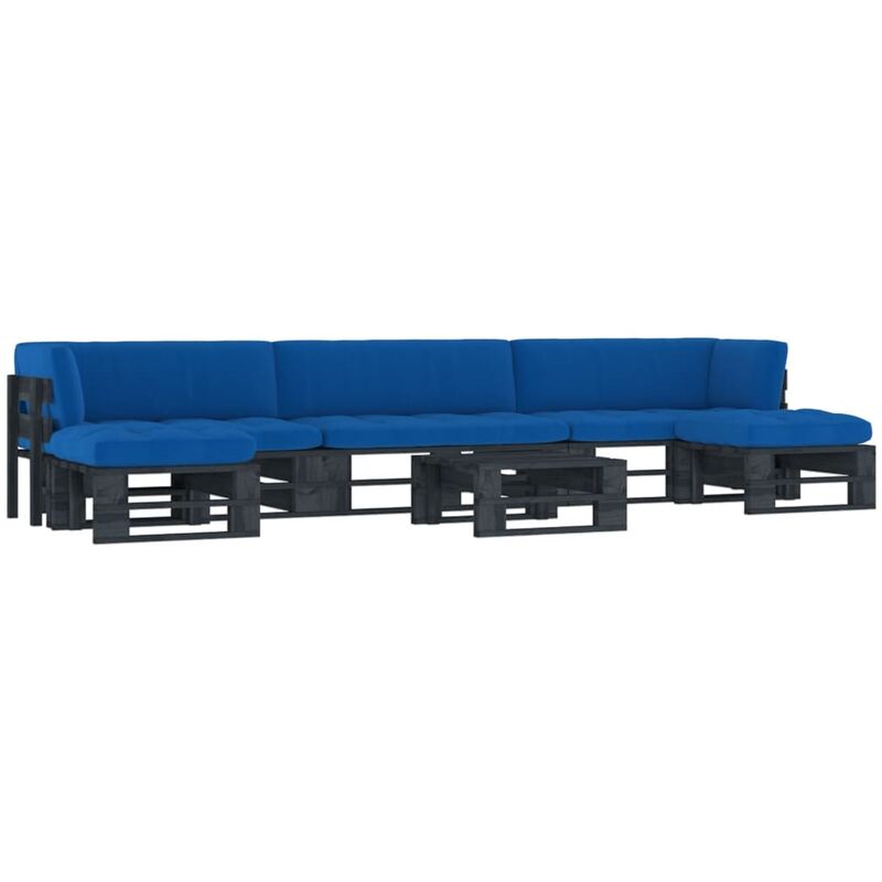 

Muebles de palets 6 pzas y cojines madera pino impregnada negro