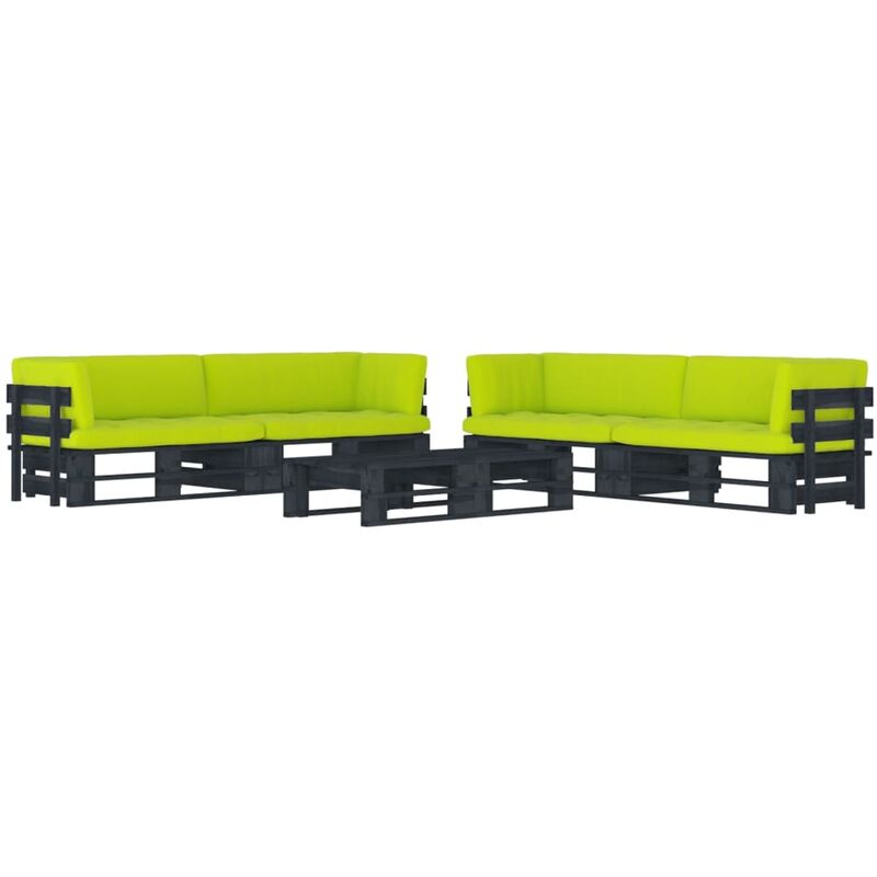 

Muebles de palets 6 pzas y cojines madera pino impregnada negro