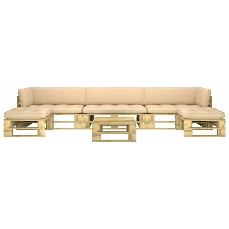 

Muebles de palets 6 pzas y cojines madera pino impregnada verde