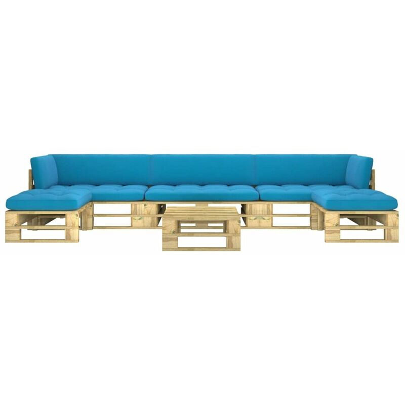 

Muebles de palets 6 pzas y cojines madera pino impregnada verde