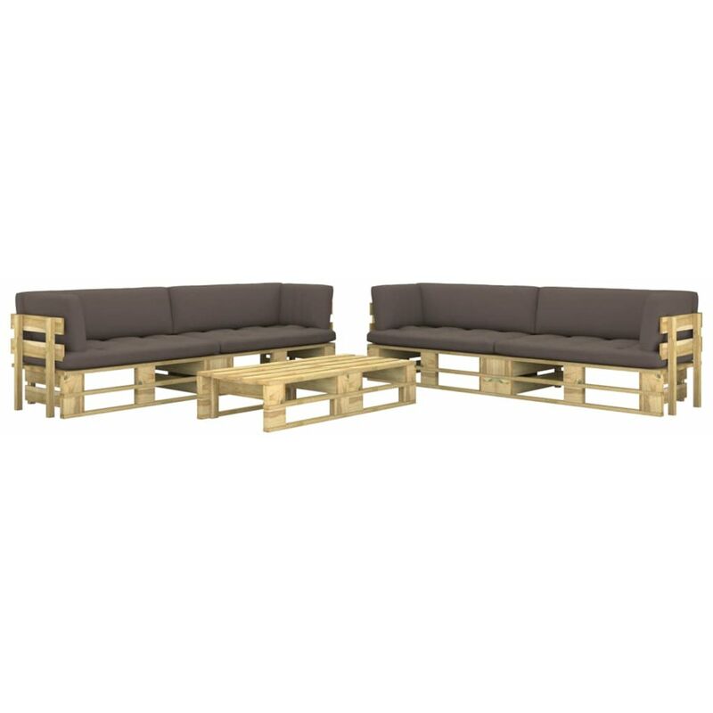 

Muebles de palets 6 pzas y cojines madera pino impregnada verde
