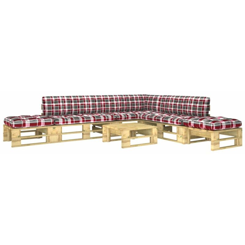 

Muebles de palets 6 pzas y cojines madera pino impregnada verde