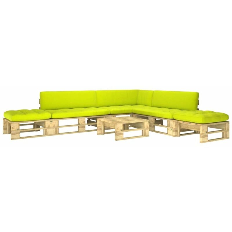 

Muebles de palets 6 pzas y cojines madera pino impregnada verde