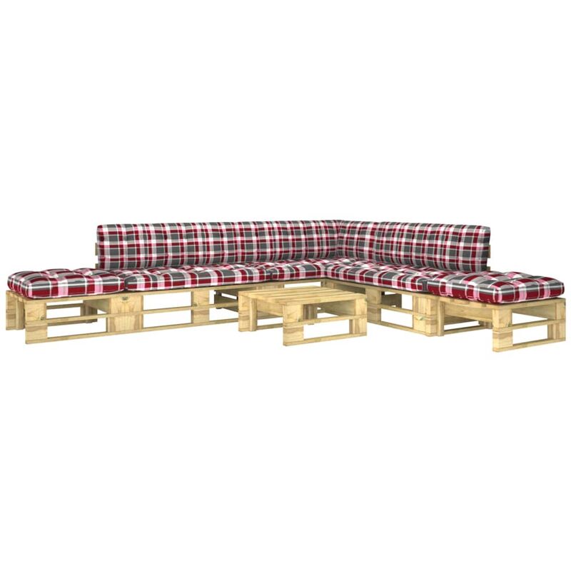 

Muebles de palets 6 pzas y cojines madera pino impregnada verde