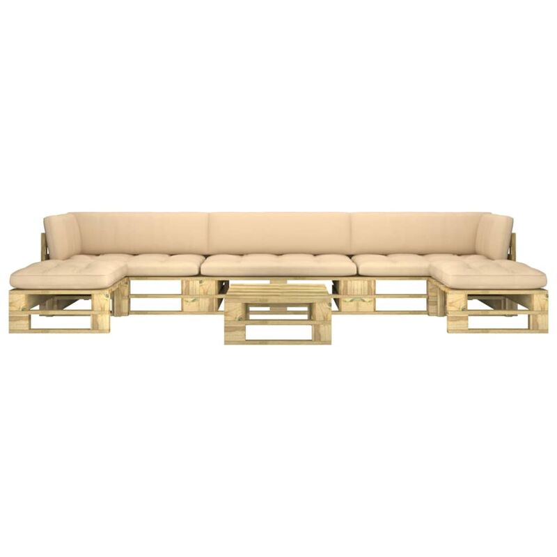 

Muebles de palets 6 pzas y cojines madera pino impregnada verde