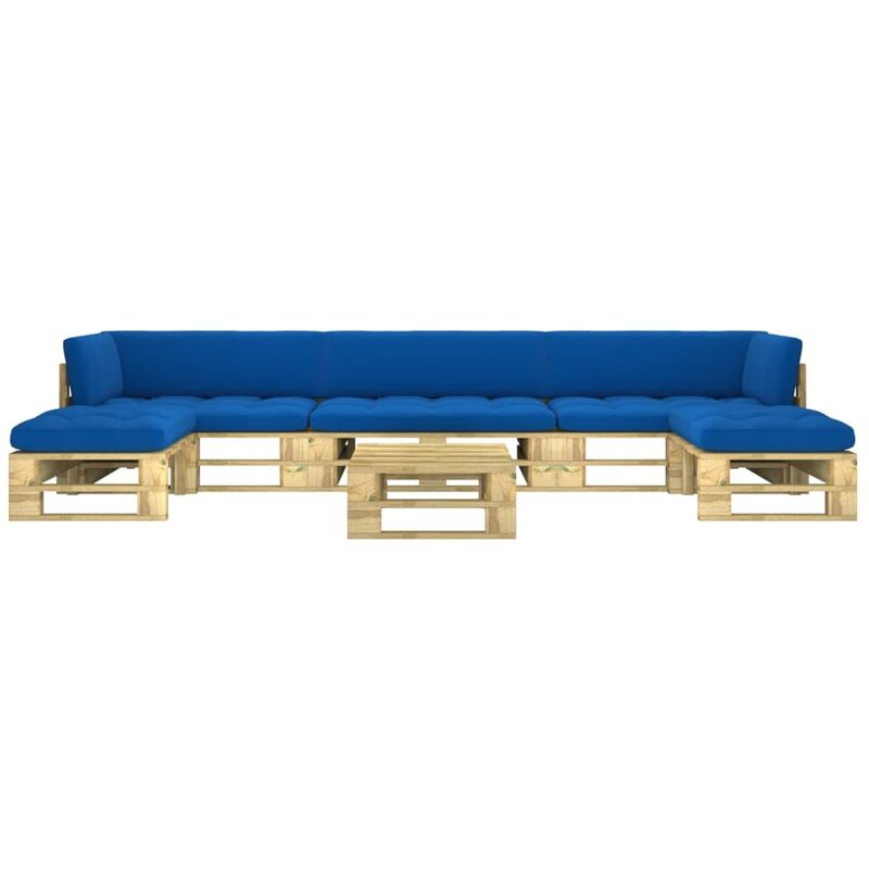 

Muebles de palets 6 pzas y cojines madera pino impregnada verde
