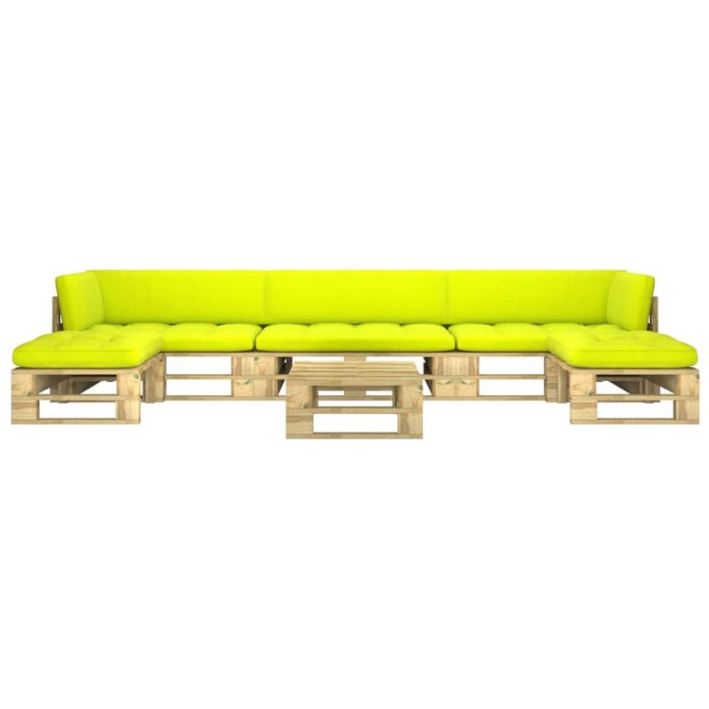 

Muebles de palets 6 pzas y cojines madera pino impregnada verde