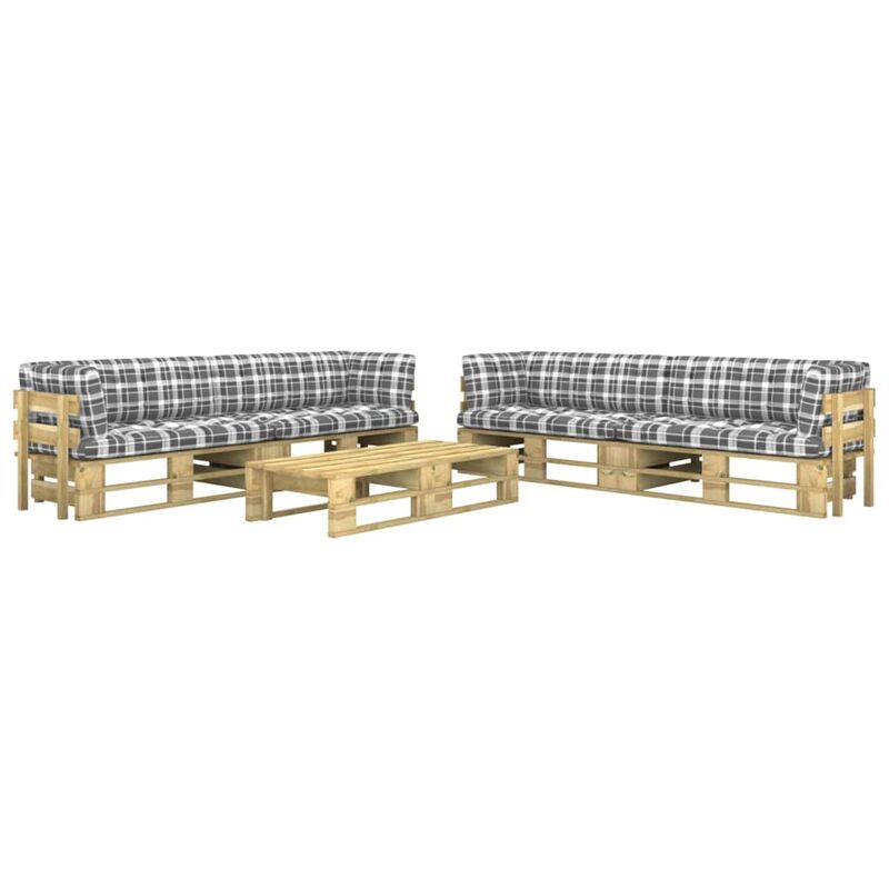 

Muebles de palets 6 pzas y cojines madera pino impregnada verde
