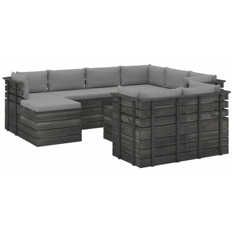 

Muebles de palets de jardin 10 pzas cojines madera maciza pino