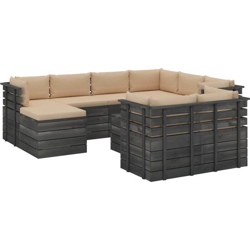 

Muebles de palets de jardín 10 pzas cojines madera maciza pino