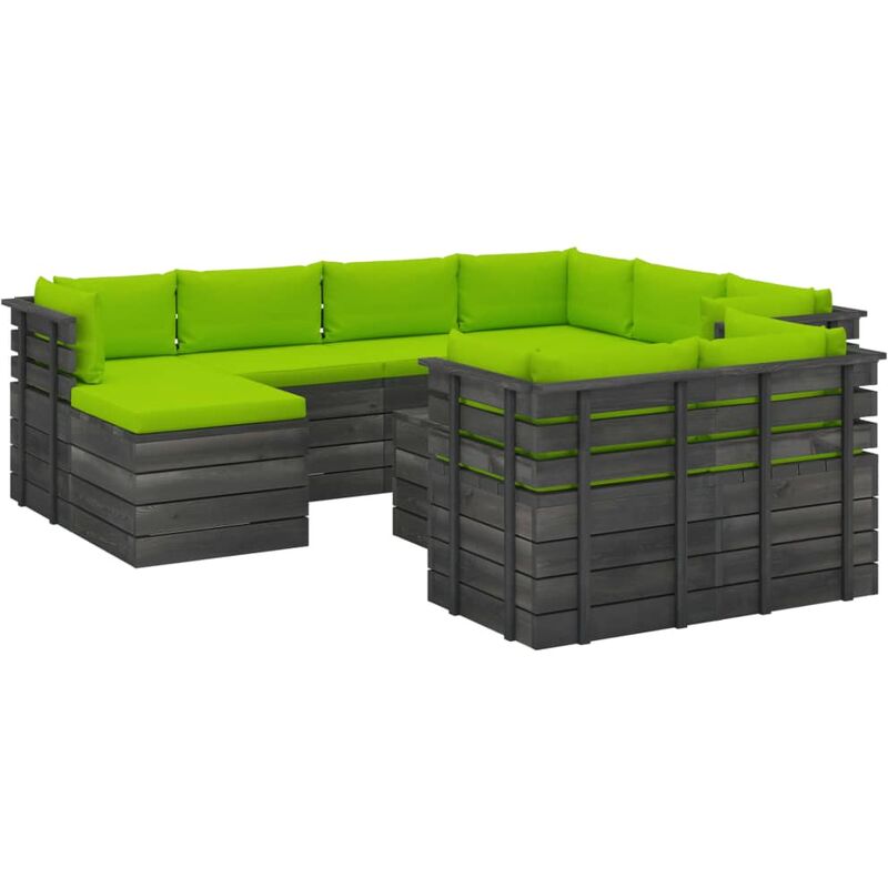 

Muebles de palets de jardín 10 pzas cojines madera maciza pino