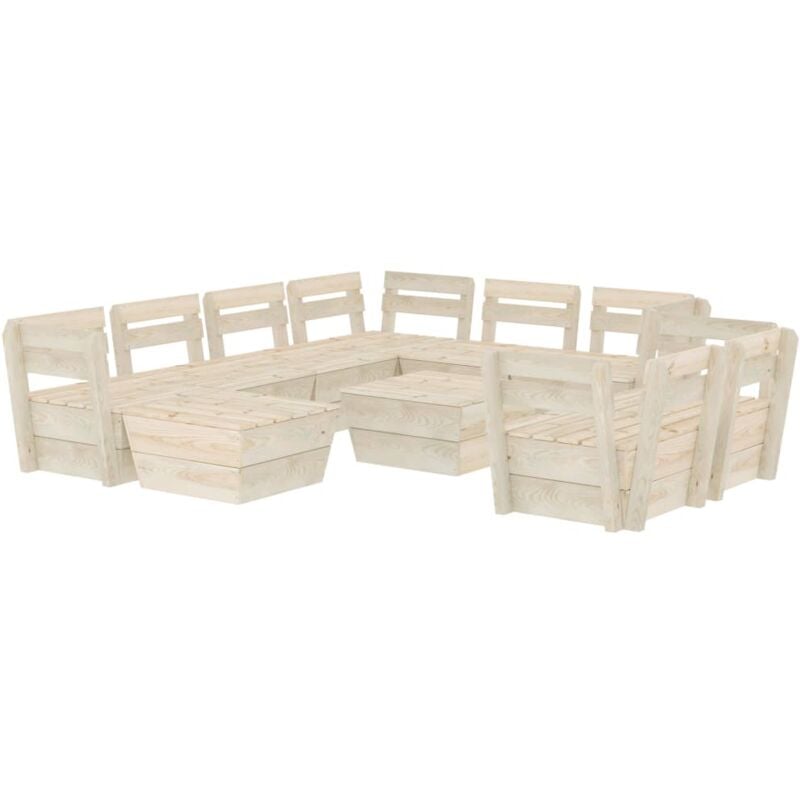 

vidaXL Muebles de palets de jardín 10 pzas madera de abeto impregnada - Beige