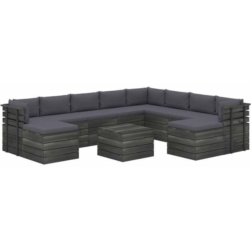 

Muebles de palets de jardin 11 pzas cojines madera maciza pino
