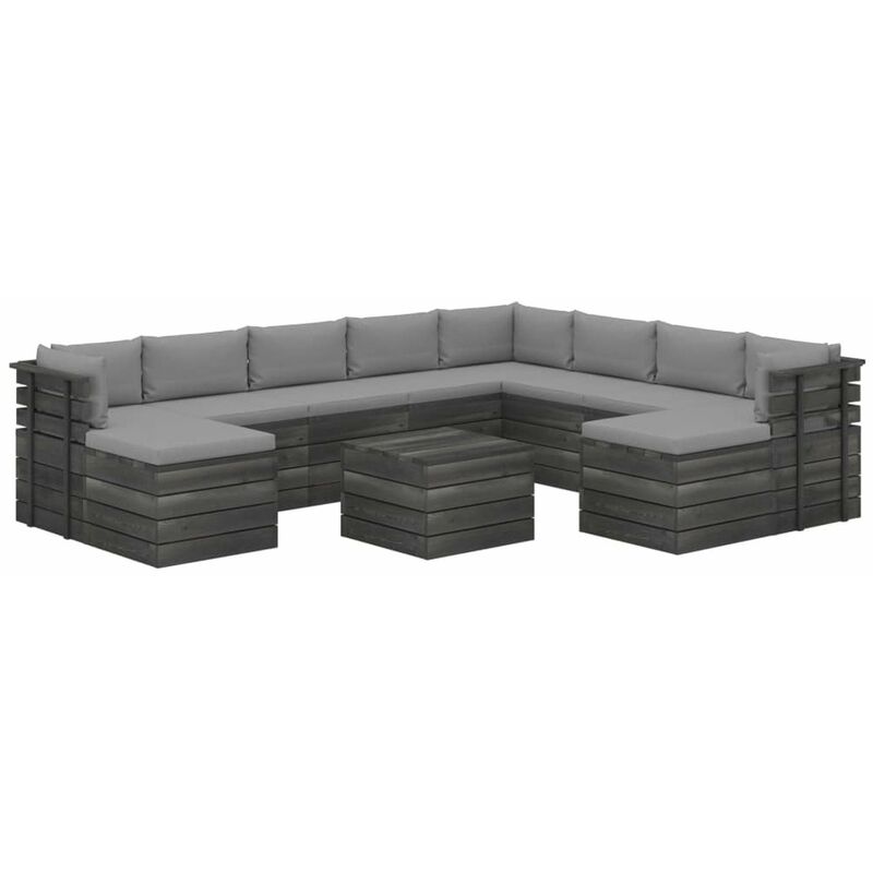 

Muebles de palets de jardin 11 pzas cojines madera maciza pino
