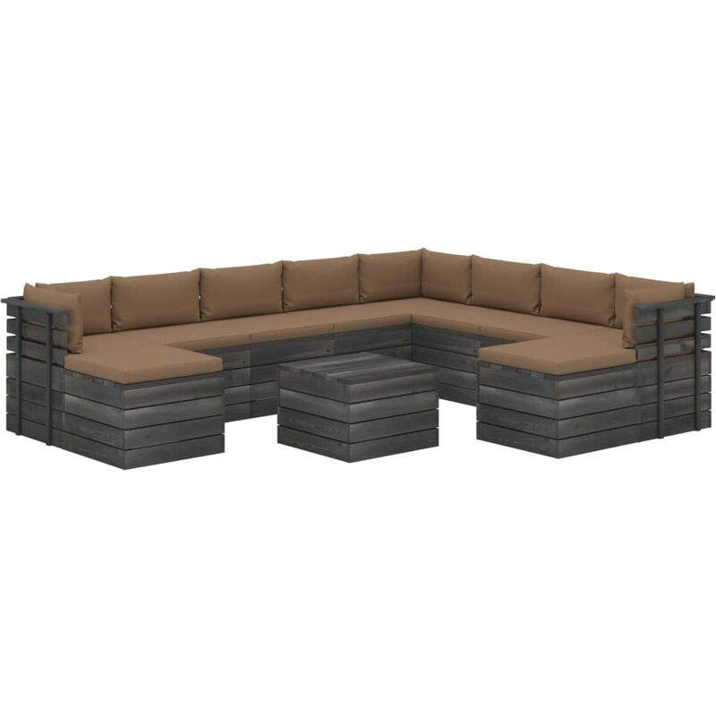 

Muebles de palets de jardín 11 pzas cojines madera maciza pino