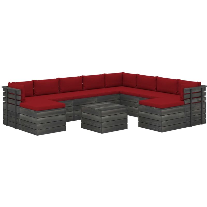 

Muebles de palets de jardín 11 pzas cojines madera maciza pino