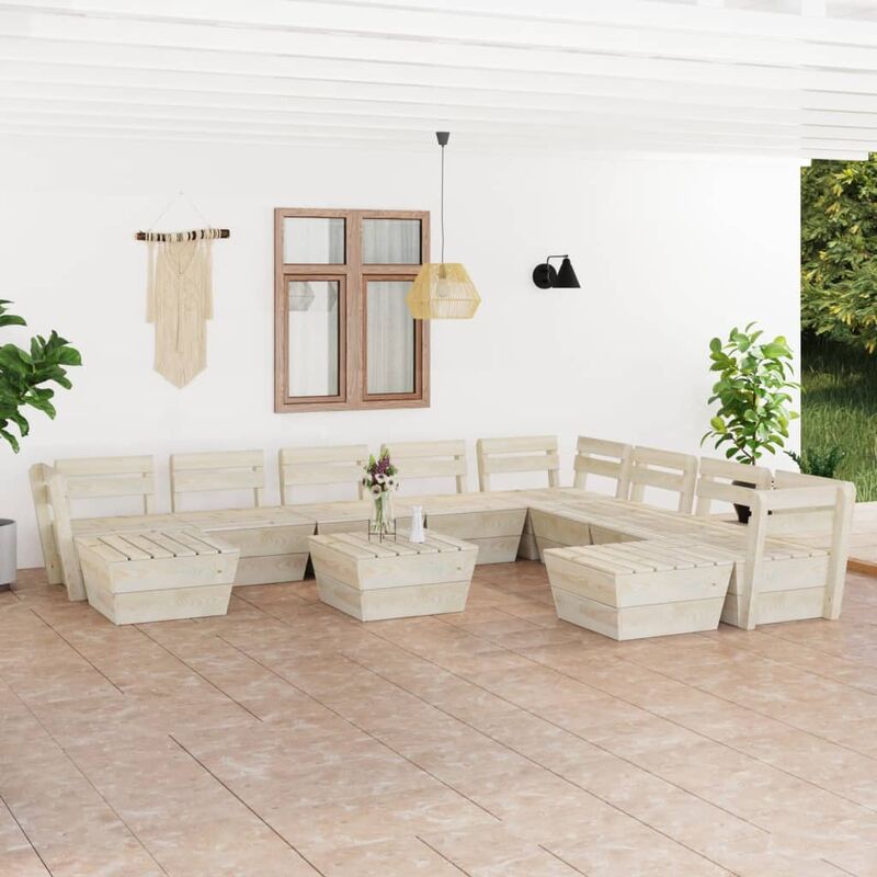 

Muebles de paléts de jardín 11 pzas madera de abeto impregnada