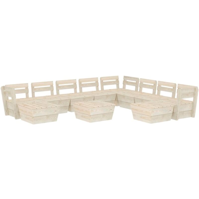 

vidaXL Muebles de paléts de jardín 11 pzas madera de abeto impregnada - Beige