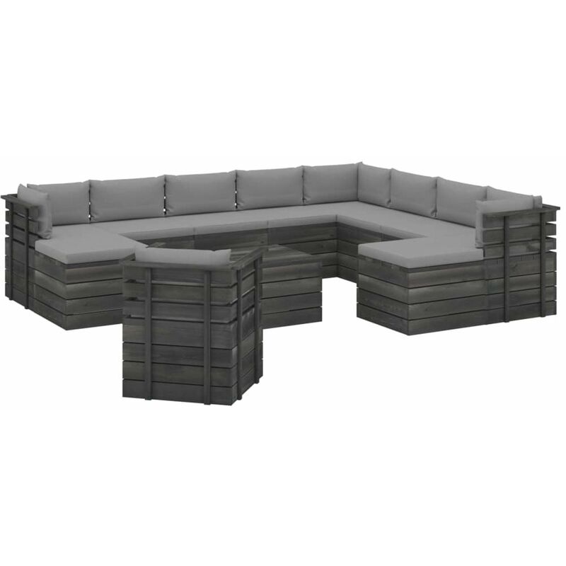 

Muebles de palets de jardin 12 pzas cojines madera maciza pino