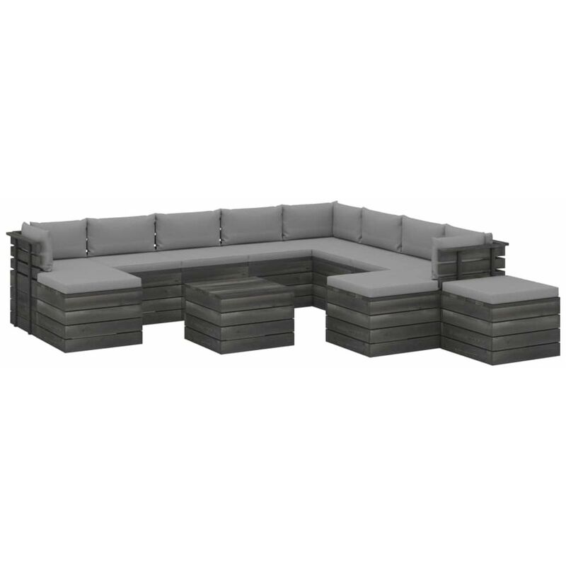 

Muebles de palets de jardin 12 pzas cojines madera maciza pino