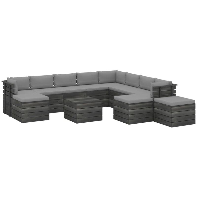 

Muebles de palets de jardín 12 pzas cojines madera maciza pino