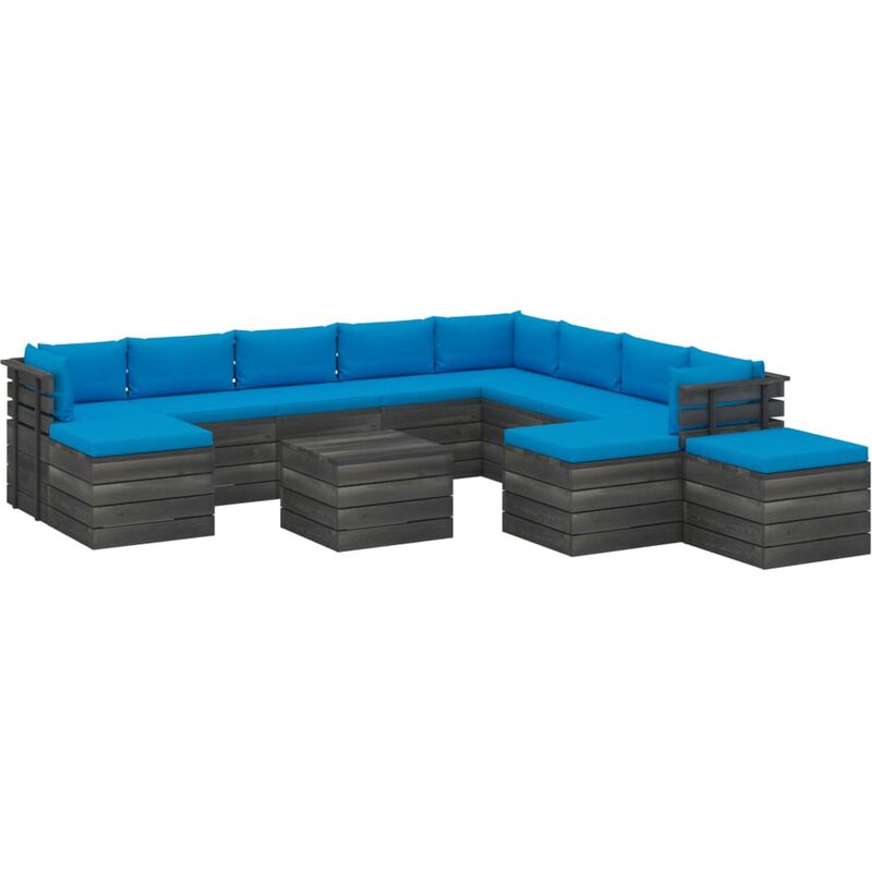 

Muebles de palets de jardín 12 pzas cojines madera maciza pino