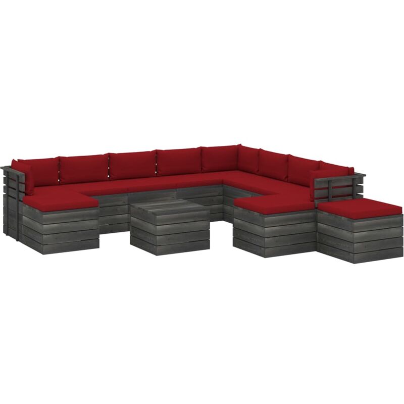 

Muebles de palets de jardín 12 pzas cojines madera maciza pino