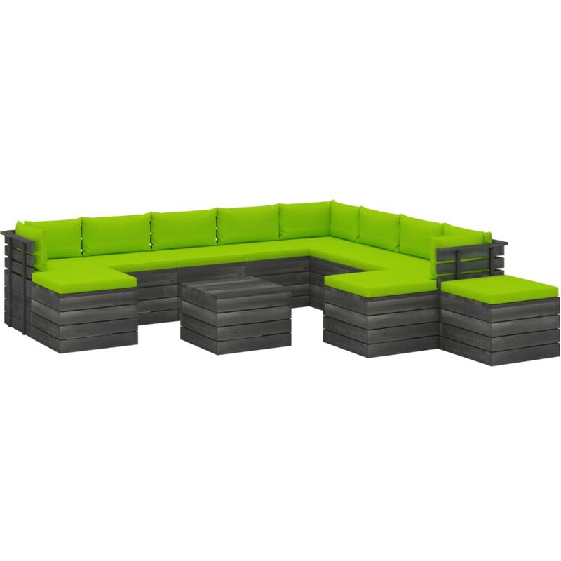 

Muebles de palets de jardín 12 pzas cojines madera maciza pino