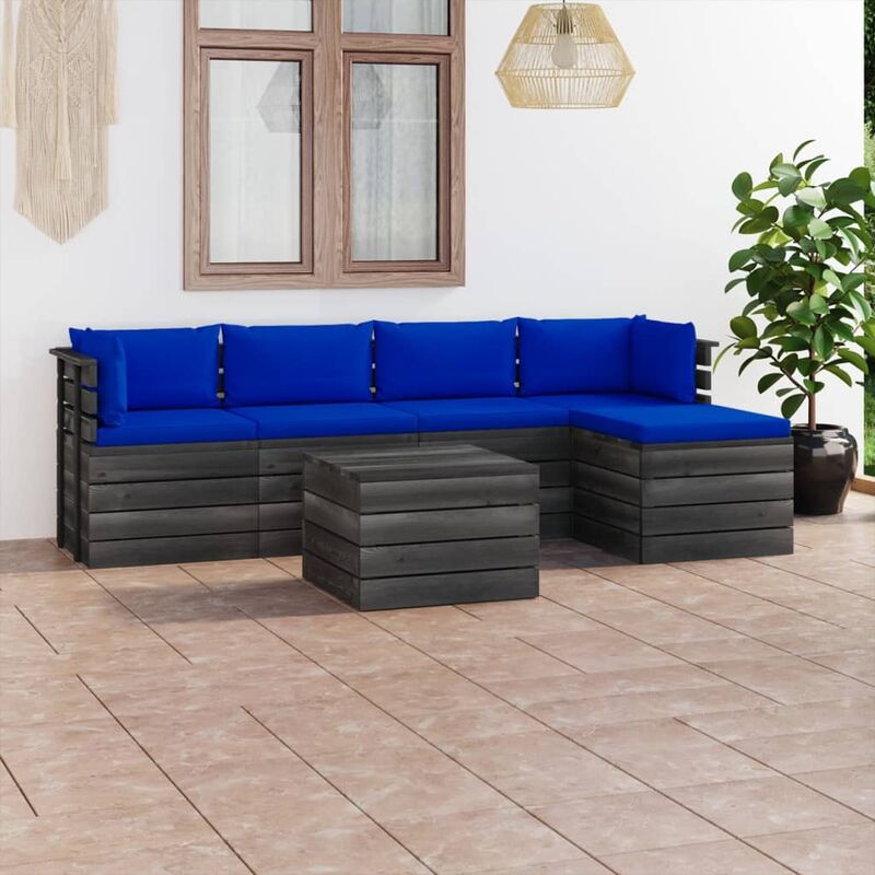 

Muebles de palets de jardín 6 piezas cojines madera de pino