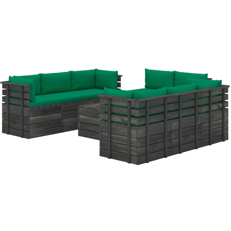 

Muebles de palets de jardín 9 pzas cojines madera maciza pino