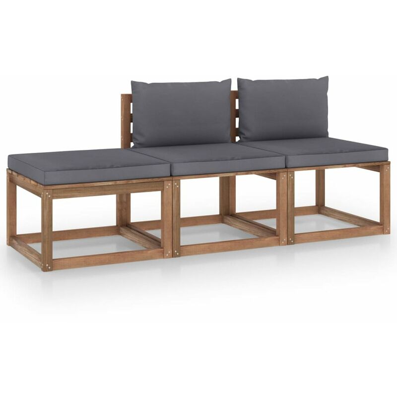 

Happyshopping - Muebles de palets jardin 3 pzas cojines madera pino impregnado