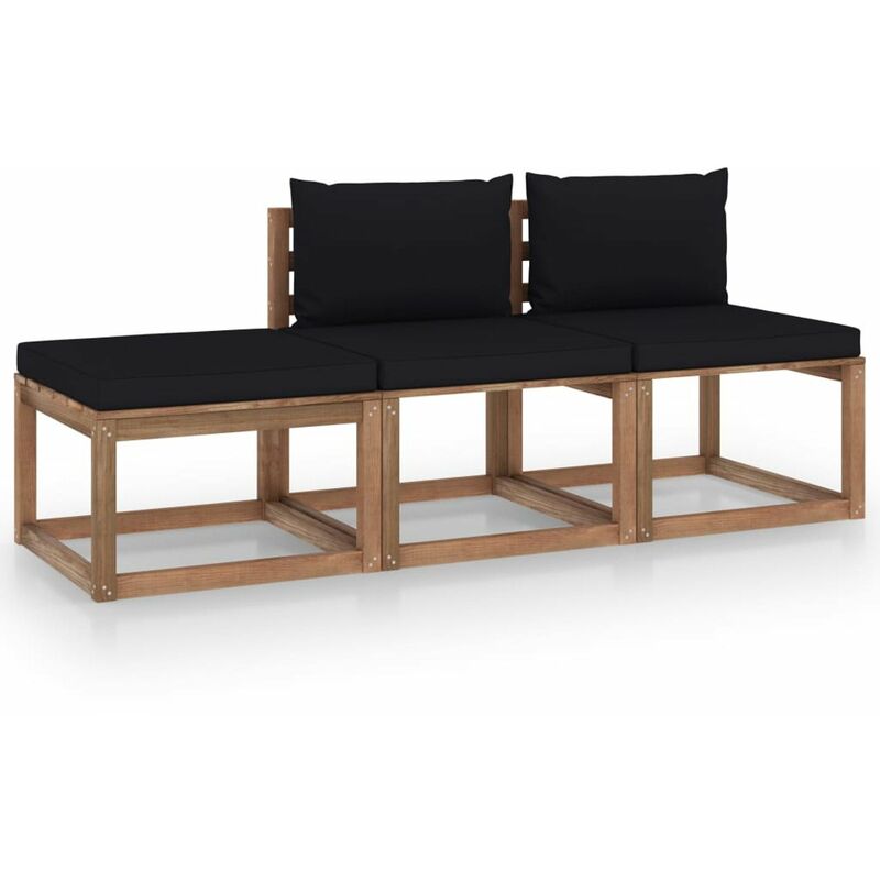 

Muebles de palets jardin 3 pzas cojines madera pino impregnado