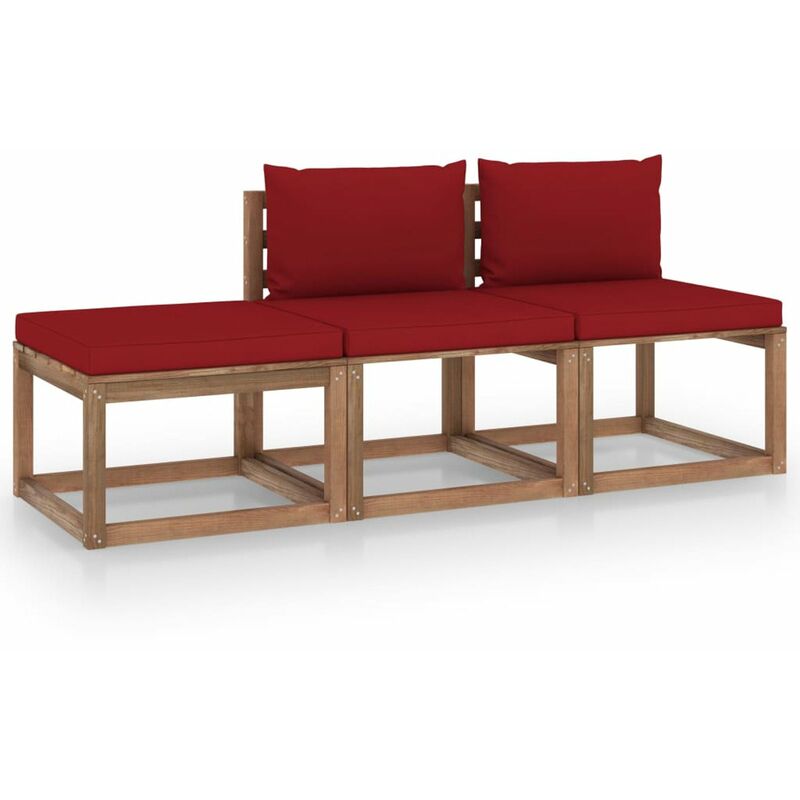 

Muebles de palets jardin 3 pzas cojines madera pino impregnado