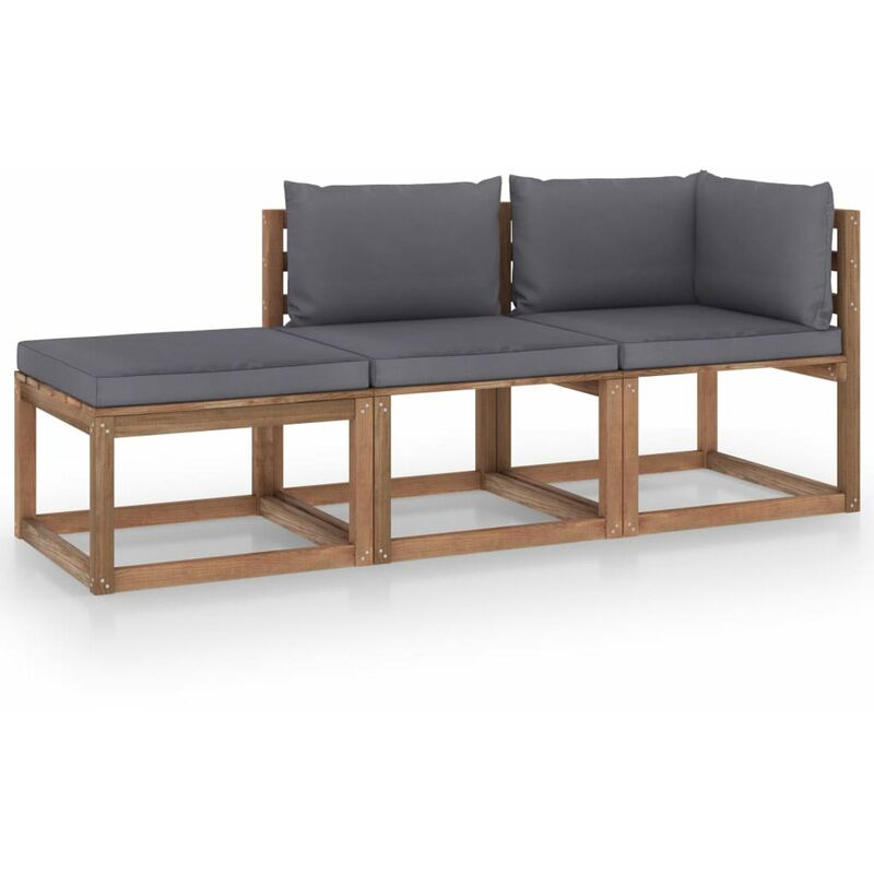 

Muebles de palets jardin 3 pzas cojines madera pino impregnado