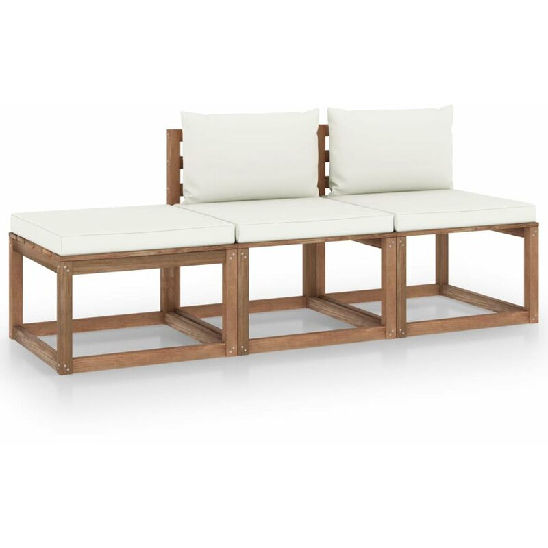 

Muebles de palets jardin 3 pzas cojines madera pino impregnado