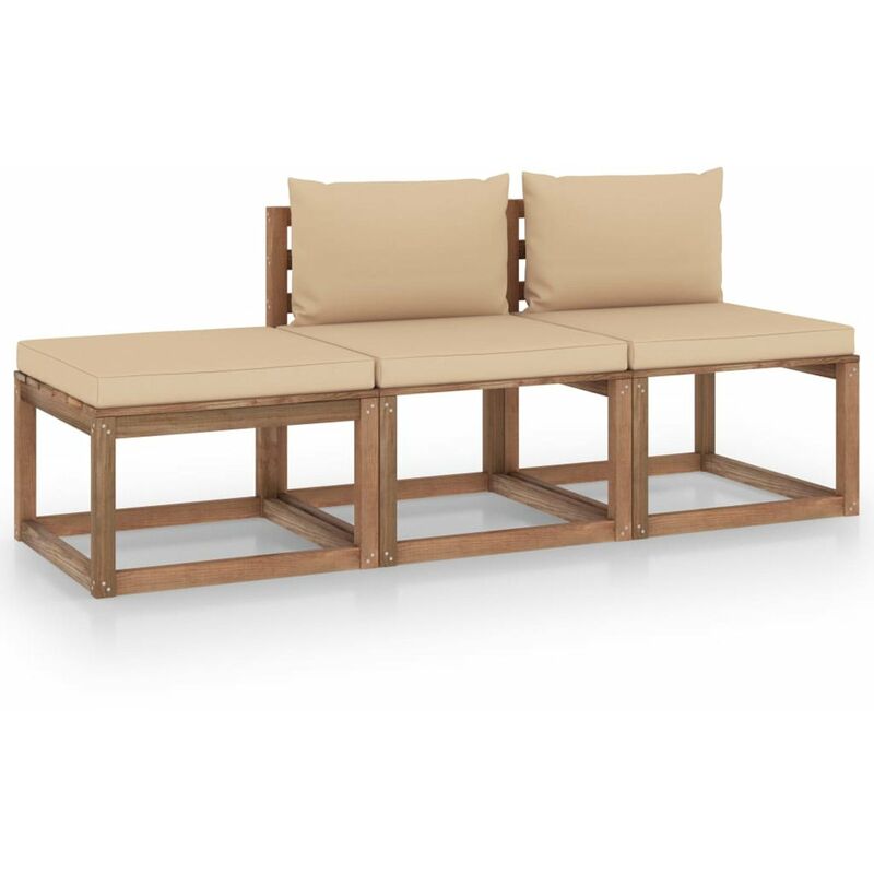 

Muebles de palets jardin 3 pzas cojines madera pino impregnado