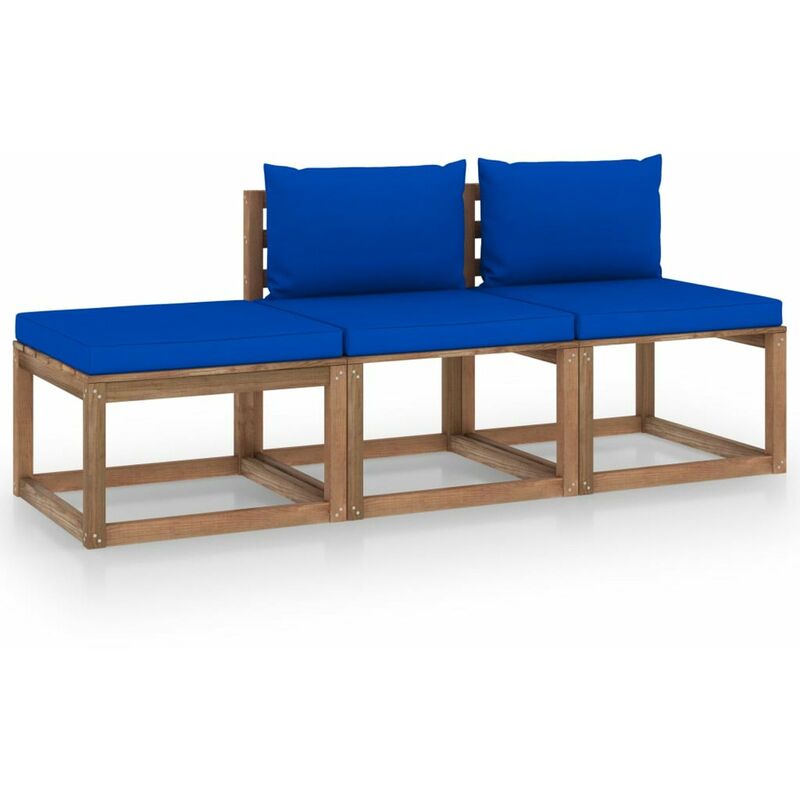 

Muebles de palets jardin 3 pzas cojines madera pino impregnado