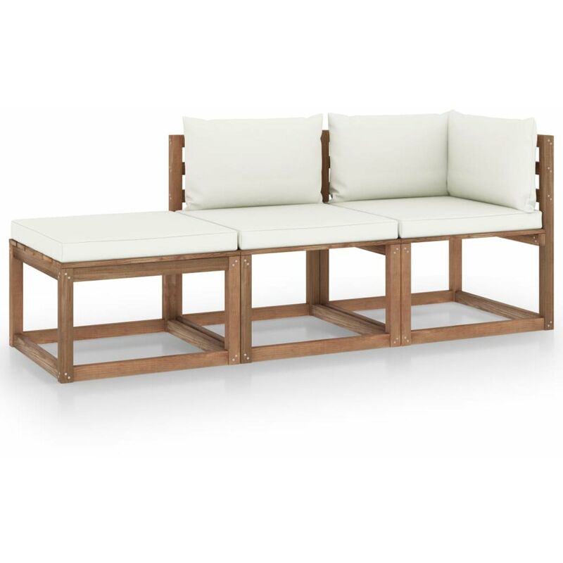 

Muebles de palets jardin 3 pzas cojines madera pino impregnado