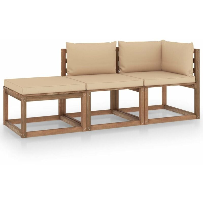 

Muebles de palets jardin 3 pzas cojines madera pino impregnado
