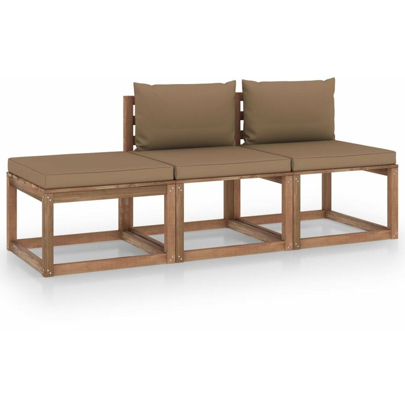

Muebles de palets jardin 3 pzas cojines madera pino impregnado