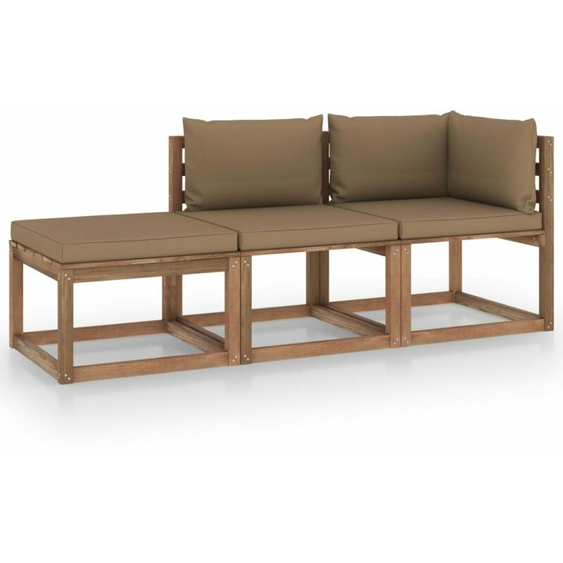 

Muebles de palets jardin 3 pzas cojines madera pino impregnado