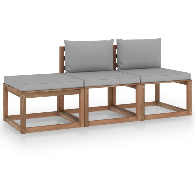 

Muebles de palets jardín 3 pzas cojines madera pino impregnado