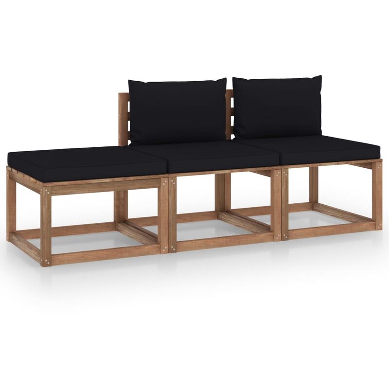 

Muebles de palets jardín 3 pzas cojines madera pino impregnado