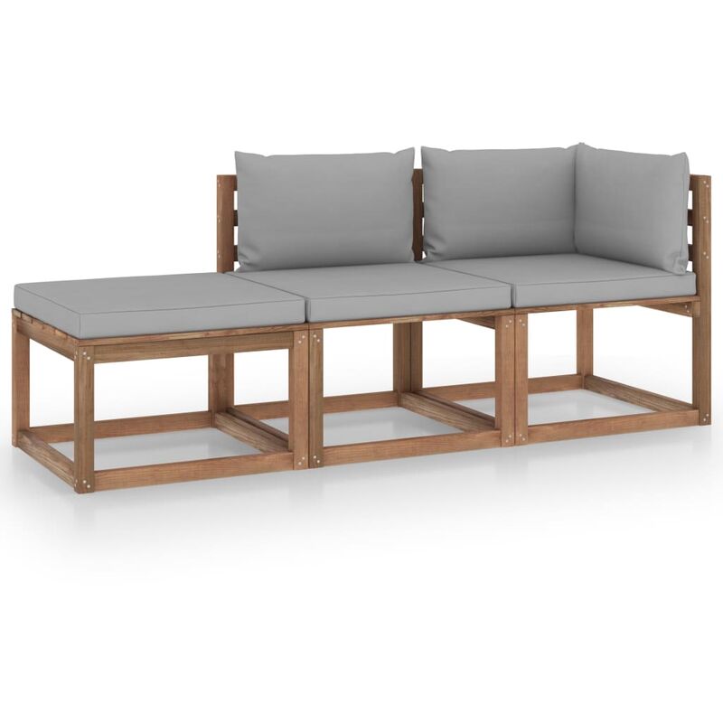 

Muebles de palets jardín 3 pzas cojines madera pino impregnado