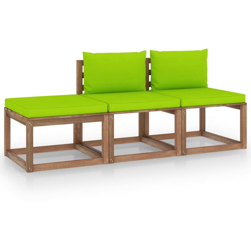 

Muebles de palets jardín 3 pzas cojines madera pino impregnado